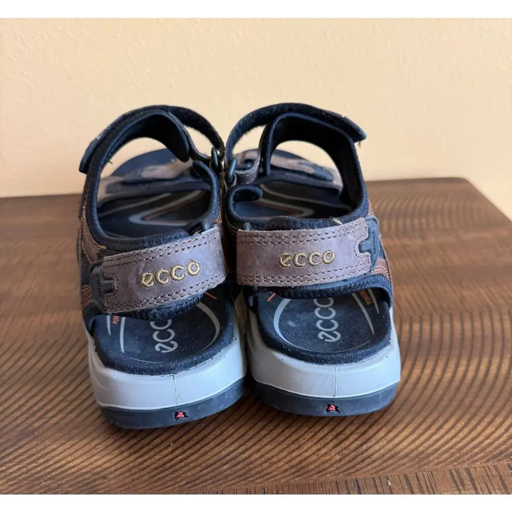 ECCO Yucatan Brown Leather Sport Sandals Men’s EU 43 Adjustable Comfort Hiking